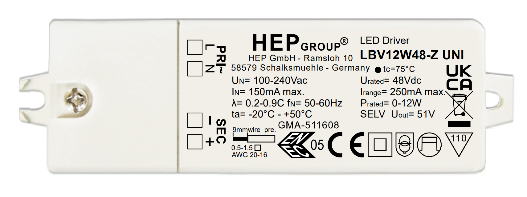 LBV12Wxx-Z-UNI LBV12W12-ZUNI IP20