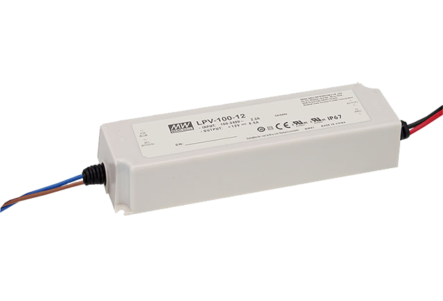 MEAN WELL LPV-100: 100W IP67 LED-Netzteil, Konstantspannung (CV) für LED-Streifen und Werbetechnik, Class II Design