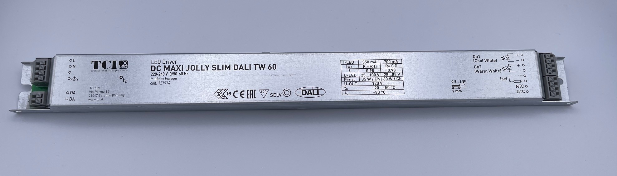TCI DC MAXI JOLLY HV LED-Treiber – 28-60W, 250-700mA, 2-112V, 127414